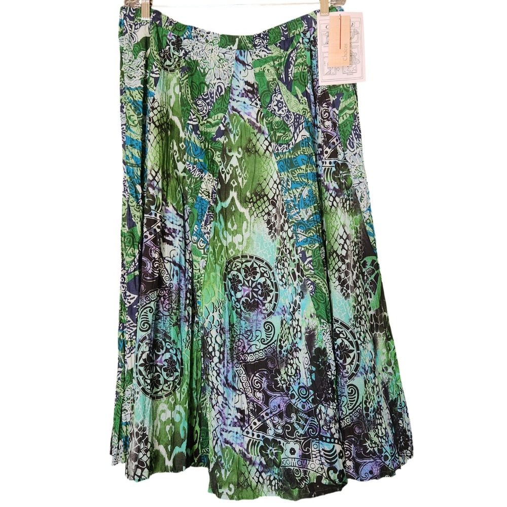 Vintage Maxi Skirt XL Crinkle‎ Floral Gypsy Boho Cottagecore Elastic Waist NWT